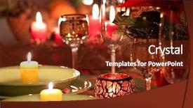  Presentation with candle christmas - PPT theme consisting of candle light - beautiful place setting for christmas background and a tawny brown colored foreground