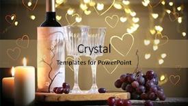  Presentation with bottle - PPT layouts enhanced with candle light - glasses and bottle of wine background and a coral colored foreground