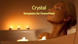  Presentation with bathroom - Presentation having candle light - lovely young woman relaxing background and a tawny brown colored foreground