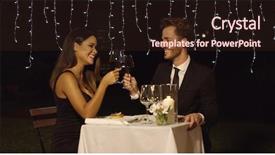  Presentation with dining restaurant - Presentation theme consisting of candle light - romantic couple dining background and a wine colored foreground