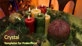  Presentation with candle christmas - Beautiful slide deck featuring candle lit christmas holiday centerpiece backdrop and a tawny brown colored foreground