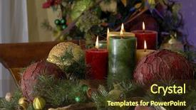  Presentation with candle christmas - PPT theme with candle lit christmas holiday centerpiece background and a tawny brown colored foreground