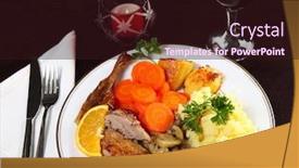  Presentation with dinner - Slide deck having candle-lit-dinner-of-roast background and a wine colored foreground