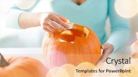  Presentation with holidays - Beautiful PPT theme featuring candle making - holidays halloween decoration and people backdrop and a  colored foreground