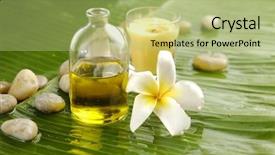  Presentation with plumeria - PPT theme having candle oil on wet banana background and a  colored foreground