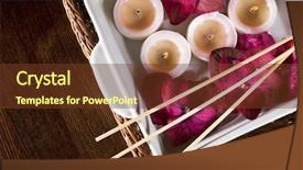  Presentation with spa concept - Colorful presentation design enhanced with candle sticks - wellness and spa concept space backdrop and a tawny brown colored foreground