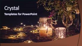  Presentation with still life crucifixion table - Slide set having candlelight decorative garlands and flower background and a wine colored foreground