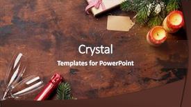  Presentation with candy cane christmas - Colorful slide deck enhanced with candlelight wine - christmas gift box candles champagne backdrop and a tawny brown colored foreground