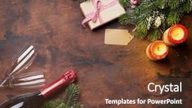  Presentation with candy cane christmas - Audience pleasing PPT theme consisting of candlelight wine - christmas gift boxes candles champagne backdrop and a tawny brown colored foreground
