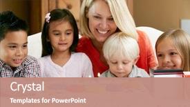  Presentation with mother child - Presentation theme enhanced with 18 candles - mother celebrating child's birthday background and a coral colored foreground