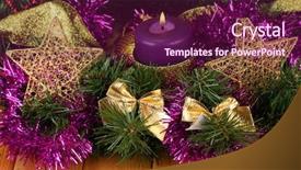  Presentation with purple gold - Colorful PPT theme enhanced with candles and decorations in purple backdrop and a violet colored foreground