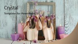  Presentation with flower candles - PPT theme having candles ballet shoes in frame background and a  colored foreground