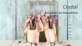  Presentation with ballet - PPT layouts having candles ballet shoes in frame background and a sky blue colored foreground