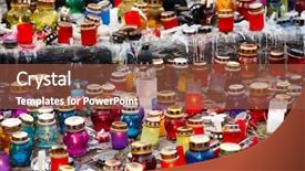  Presentation with book burning candles and purple - Colorful slide deck enhanced with candles burning at a cemetery backdrop and a tawny brown colored foreground