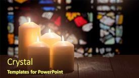  Presentation with stained glass - PPT theme having candles-burning-in-a-church background and a tawny brown colored foreground