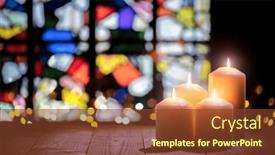  Presentation with candles - Presentation design featuring candles-burning-in-a-church background and a tawny brown colored foreground