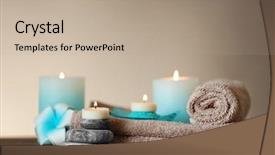  Presentation with spa espiritual - Slide set featuring candles dark - beautiful spa composition on light background and a mint green colored foreground