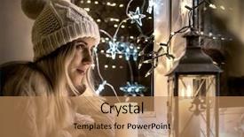  Presentation with christmas eve religious - PPT layouts with candles dark - woman in white hat christmas background and a coral colored foreground