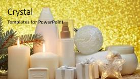 Presentation with gold cosmetic - Presentation theme consisting of spa still life with cosmetic background and a yellow colored foreground
