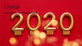  Presentation with red banner - PPT theme enhanced with candles for 2020 new year background and a crimson colored foreground