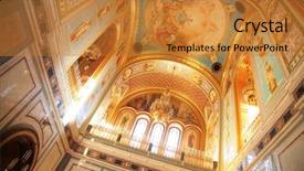  Presentation with christ - Colorful PPT theme enhanced with candles heaven - interior of temple of christ backdrop and a gold colored foreground