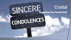  Presentation with condolences - Cool new PPT theme with candles heaven - sincere condolences sign with clouds backdrop and a ocean colored foreground