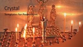  Presentation with christian church - Colorful theme enhanced with candles in christian church backdrop and a red colored foreground