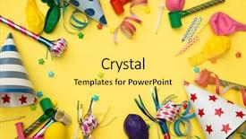  Presentation with party candles - PPT theme having candles on a yellow background background and a yellow colored foreground