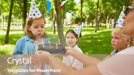  Presentation with birthday cake and candle - Theme featuring candles on cake after making background and a  colored foreground