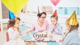  Presentation with little girls birthday - PPT layouts with candles on cake with kindergarten background and a  colored foreground