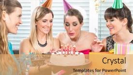  Presentation with white candles - Beautiful presentation design featuring candles on her white birthday backdrop and a  colored foreground