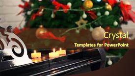  Presentation with christmas music - Cool new presentation theme with candles on piano in room christmas music concept backdrop and a tawny brown colored foreground