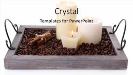  Presentation with white candles - PPT layouts having candles on vintage tray with coffee grains and spices isolated on white background and a white colored foreground