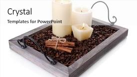  Presentation with grains - PPT theme consisting of candles on vintage tray background and a white colored foreground