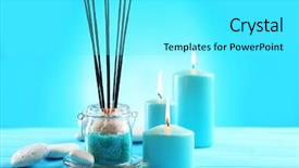  Presentation with blue spa - Amazing slide deck having candles stones and sea salt backdrop and a cyan colored foreground