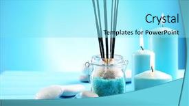  Presentation with blue spa - Slide set enhanced with candles stones and sea salt background and a arctic colored foreground