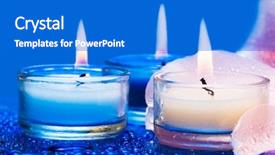  Presentation with flower candles - Theme featuring candles with flower on blue background and a gray colored foreground