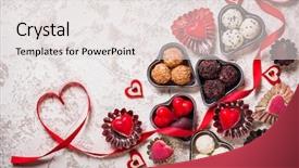  Presentation with candy heart - Cool new slide deck with heart candy - gourmet chocolates for valentine's day backdrop and a lemonade colored foreground