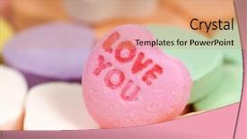  Presentation with candy heart - PPT layouts having valentine's day conversation hearts background and a coral colored foreground