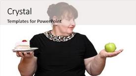  Presentation with choice - Theme having candied apples - dieting overweight women choice isolated background and a  colored foreground