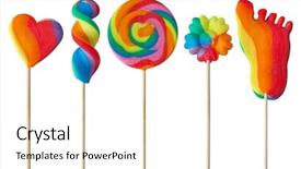  Presentation with candy - Colorful presentation theme enhanced with candy bars - colorful lollipops isolated on white backdrop and a cream colored foreground