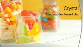  Presentation with glassware - Audience pleasing presentation consisting of candy bars - glassware with different candies backdrop and a yellow colored foreground