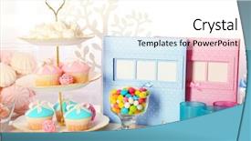  Presentation with illustration for 75th birthday party - Colorful slide deck enhanced with candy bar at birthday party backdrop and a white colored foreground