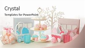  Presentation with birthday party - PPT theme enhanced with candy bar at birthday party background and a white colored foreground