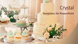  Presentation with catering banquet table different - Presentation design with candy bar table with different background and a lemonade colored foreground