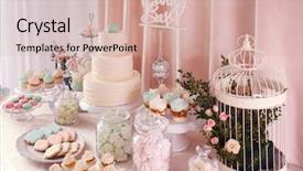  Presentation with sweets - Colorful PPT theme enhanced with candy bar table with different backdrop and a soft green colored foreground