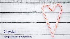  Presentation with cane - Cool new slide deck with candy cane heart on wooden backdrop and a sky blue colored foreground