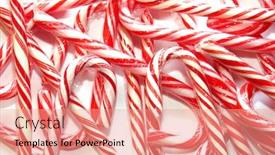  Presentation with peppermint - Audience pleasing PPT theme consisting of candy-canes-christmas-peppermint-flavored backdrop and a coral colored foreground