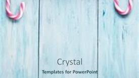  Presentation with candy canes - PPT theme enhanced with candy-canes-on-blue-wooden background and a sky blue colored foreground