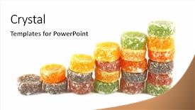  Presentation with candy - Theme featuring candy chew fruit drops laid out neatly in form background and a white colored foreground
